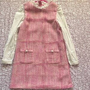 Janie and Jack Pink Tweed A-Line Pinafore